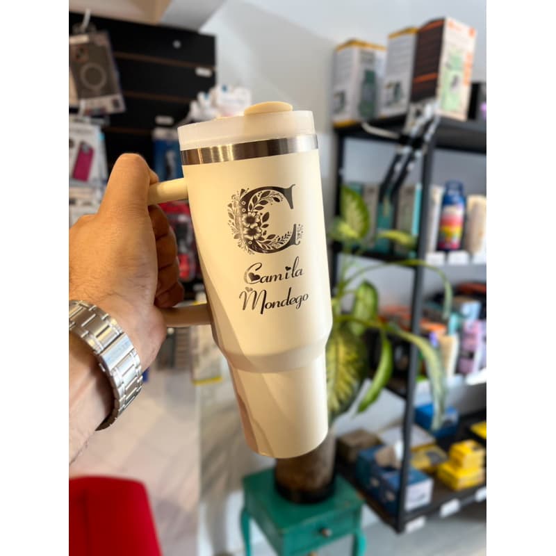 Copo Térmico 1200ml C/ Alça E Canudo Premium Personalizado com logo e nome