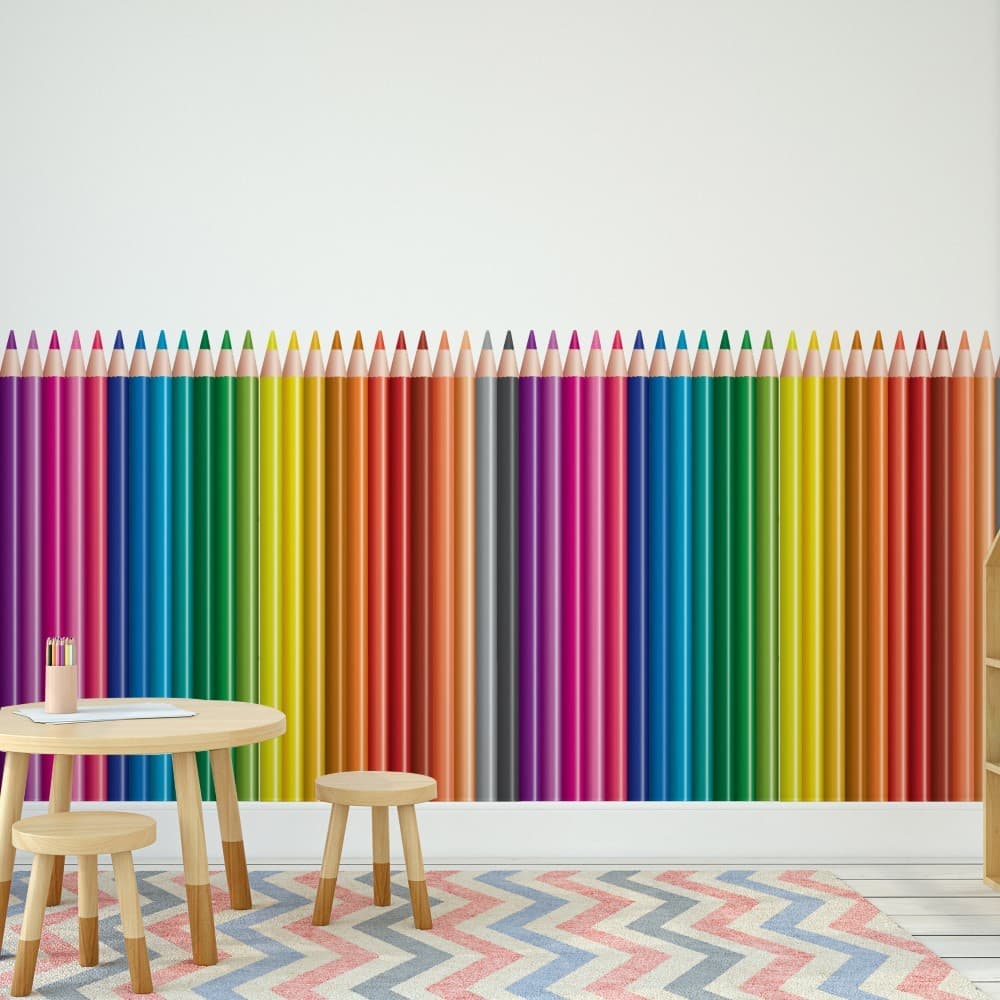 Adesivo de Parede Infantil Lapis de Cor para Escola Brinquedoteca e Quarto100x220