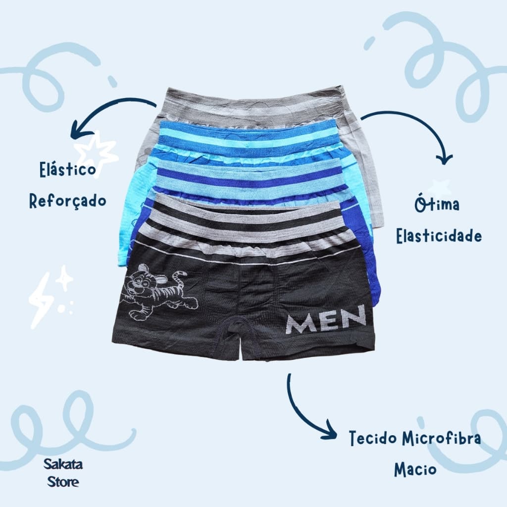 Cueca Boxer Infantil Menino Tamanhos 2-10