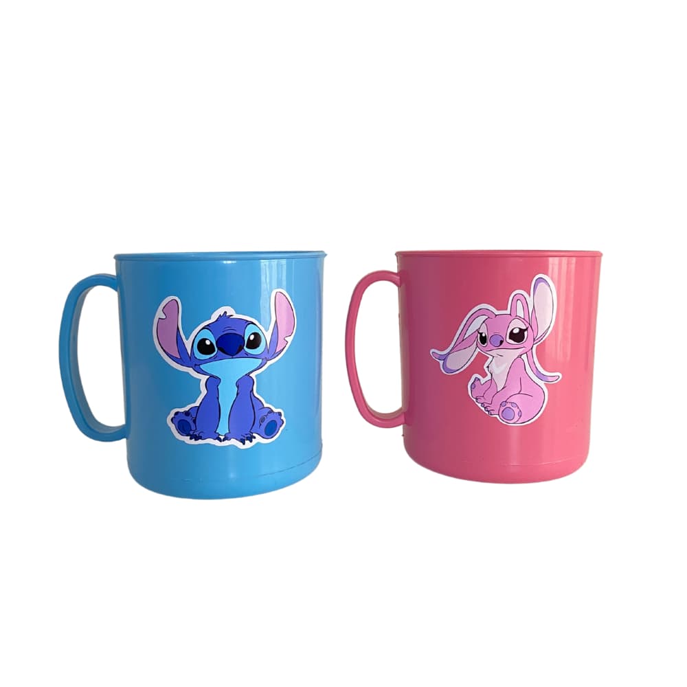 Kits Canecas 450ml Adesivadas de Plástico Stitch Angel Festa lembrancinhas Presentes Aniversários