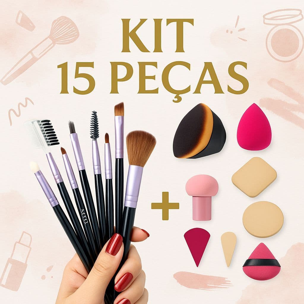 Pincéis De Maquiagem Kit 15 Pçs Contorno Profissional Kit Esponjas de Maquiagem Acabamento Perfeito