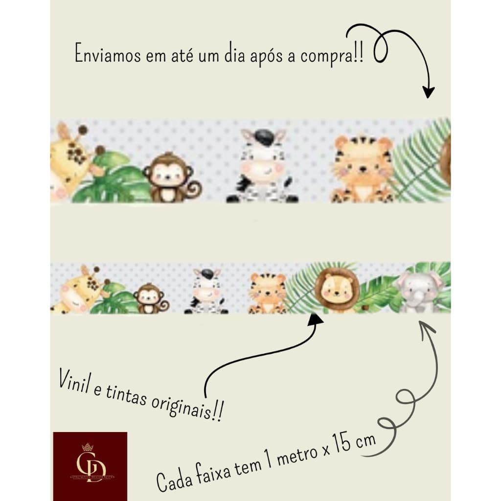 5 Metros faixa decorativas Adesiva Infantil Safári Quarto Fundo cinza Star Infantil disponível