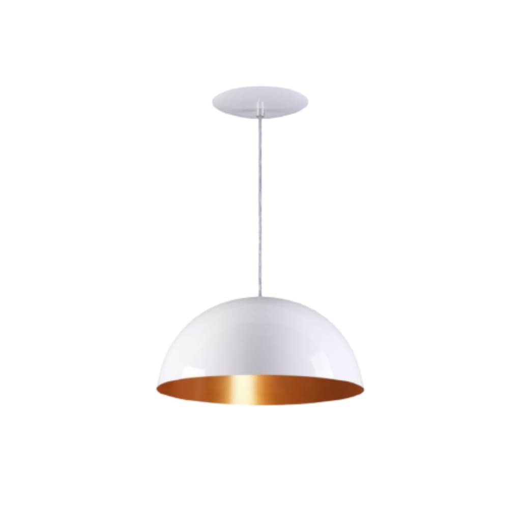 PendenteLustre Meia Lua Kit1 Branco/Cobre Vintage Retro Aluminio Regulável Cabo 1m Ambiente Casa Bar