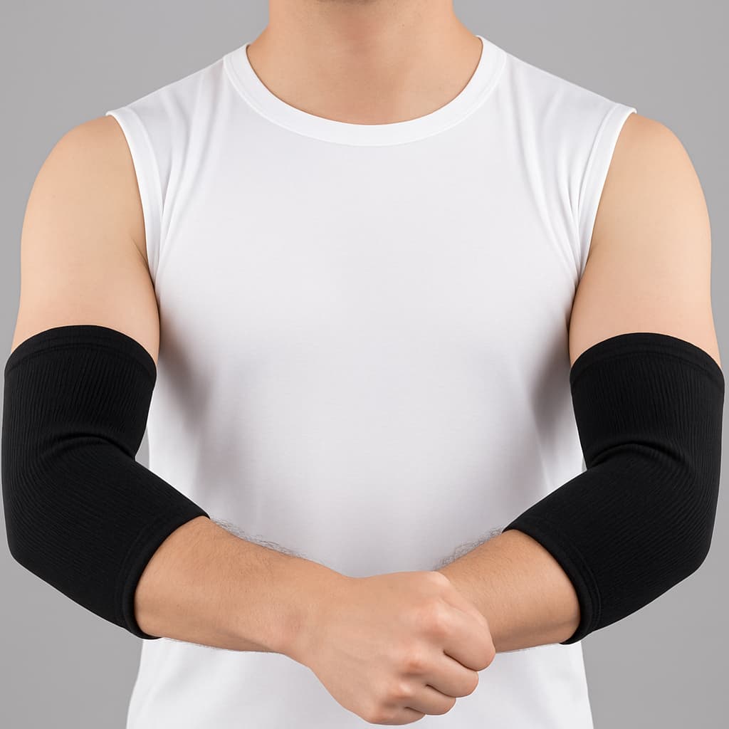 Cotoveleira Suporte para Cotovelo 1 Par Ortopédica Esportes Academia Fitness Exercícios Preta