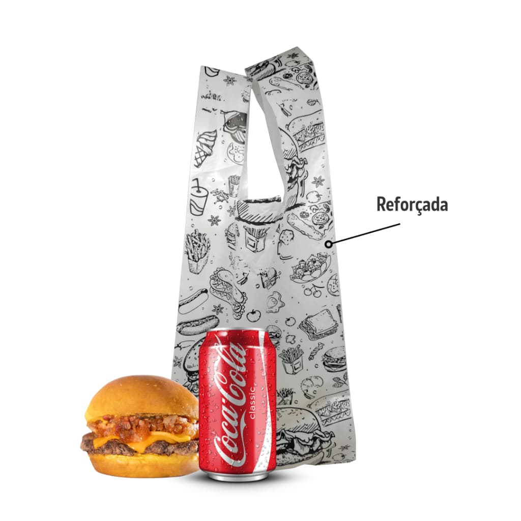 Sacola Plástica para Delivery Premium com Estampa Exclusiva Tamanhos 30x45cm e 38x50cm