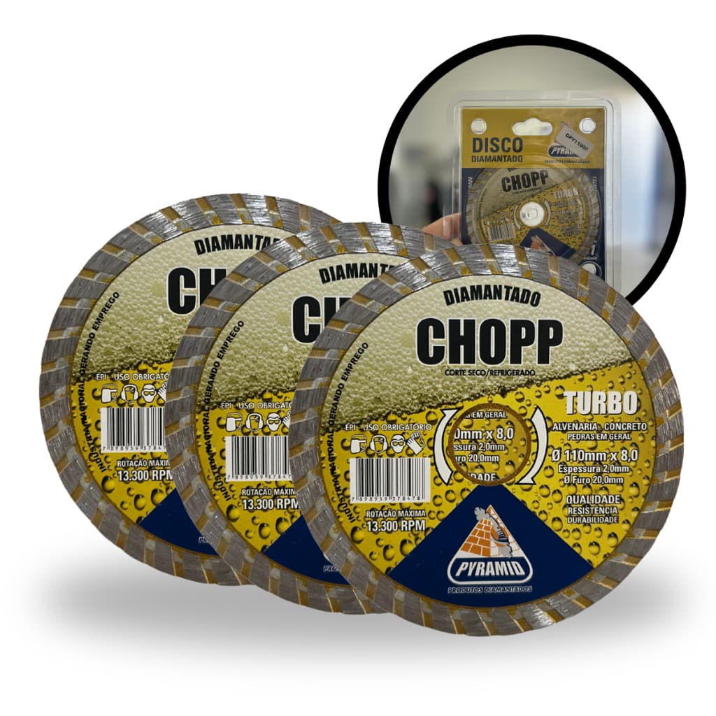 3 UN Disco de Corte Diamantado Turbo chopp 100mm Concreto Mármore Granito