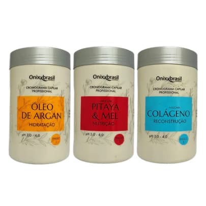 Cronograma Capilar Óleo Argan + Pitaya E Mel +colágeno onixx
