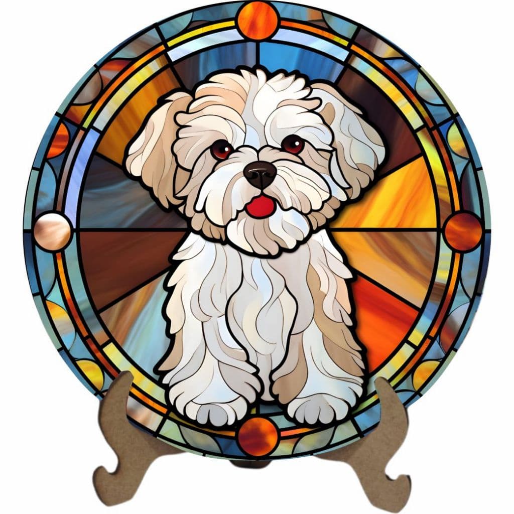 Mandala Cachorro Maltês Mod1 - Arte Estilo Vitral