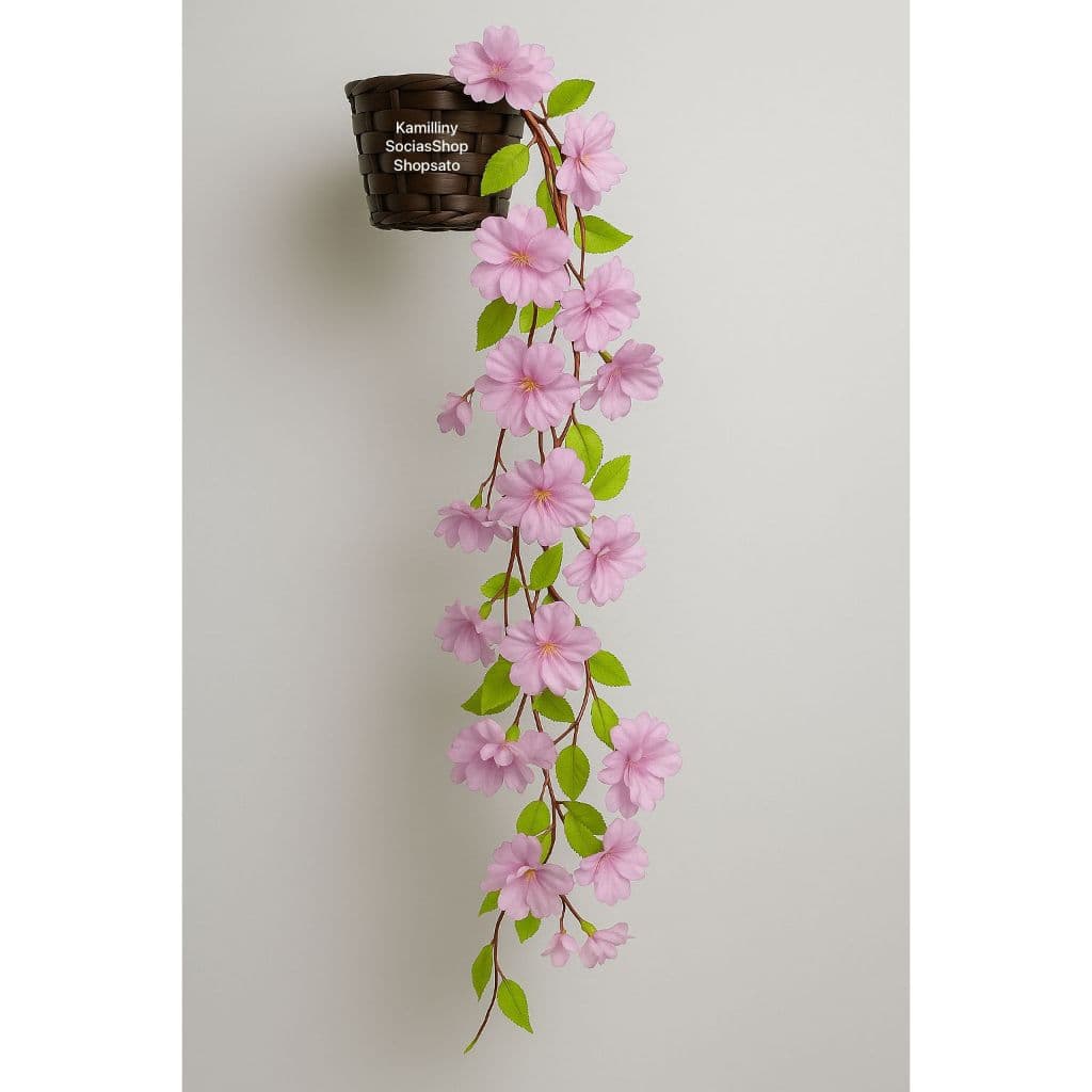 Arranjinho Pendente Com Cordão Cerejeira Artificial Completo, 210cm Decorativo