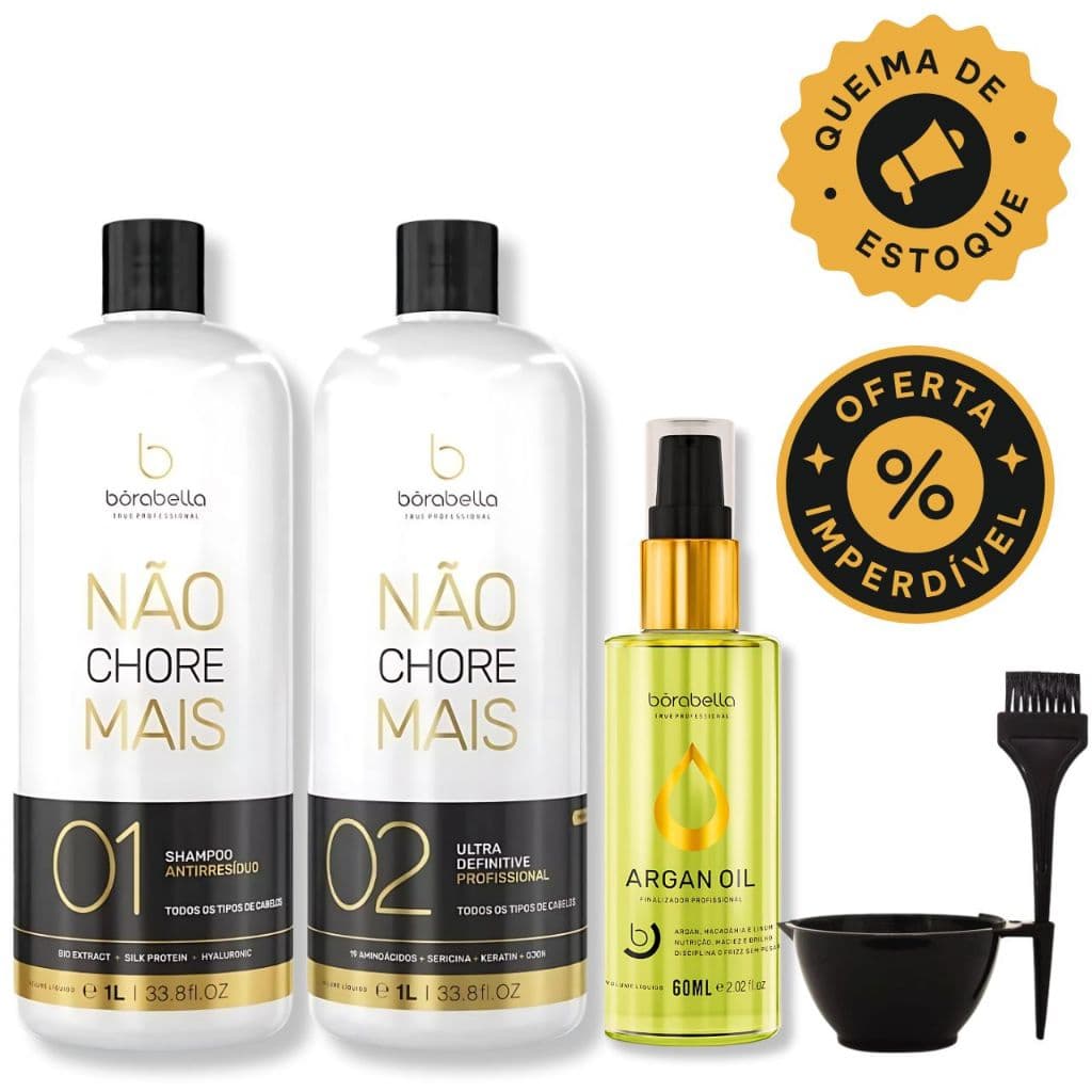 KIT Não Chore Mais 1 Litro + Óleo de Argan 60ml Borabella