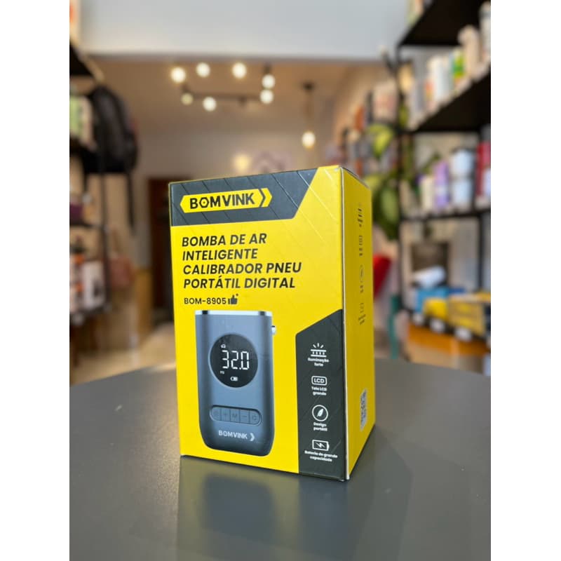 Mini Compressor de Ar Portatil Recarregavél Digital USB Calibrador Pneu