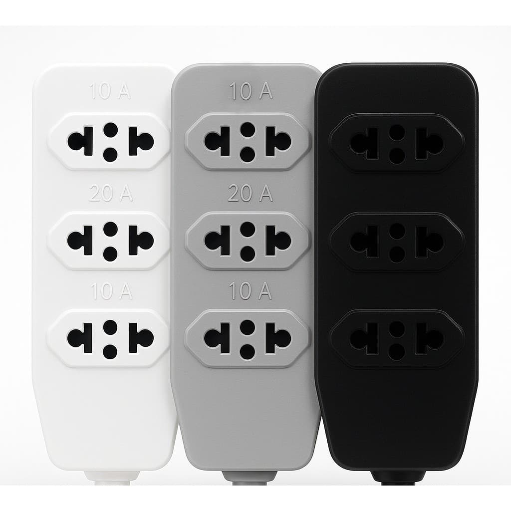 Kit 100 Unidades Tomada Em Barra 10a - 3 Pontos Branco, Preto e Cinza