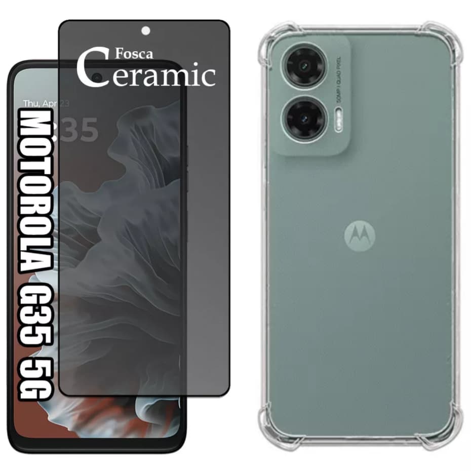 Película Fosca Privativa Motorola G35 + Capa Capinha Anti Shock
