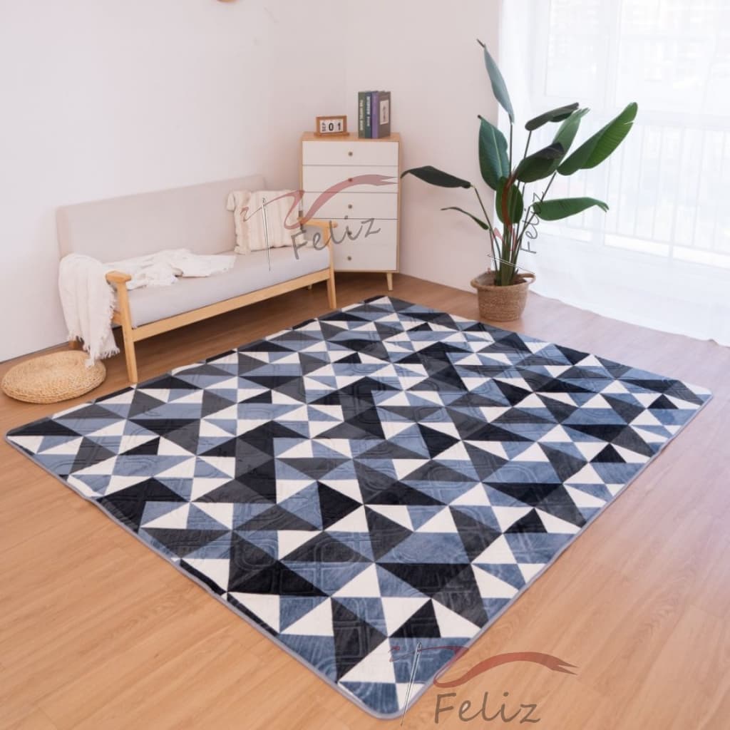 Tapete Boa Qualidadede Sala 100x140cm Antiderrapante Geometrico Aveludado Premium