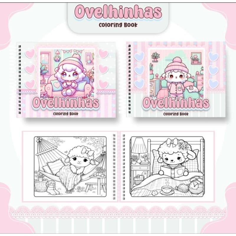 Livro de Colorir ovelhinhas com 50 folhas A5 capa flexível