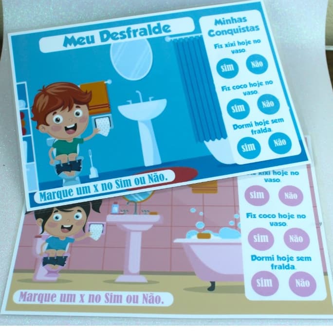 Quadro Interativo Plastificado Desfralde Infantil Incentivo ao Desfralde com fixação na Parede