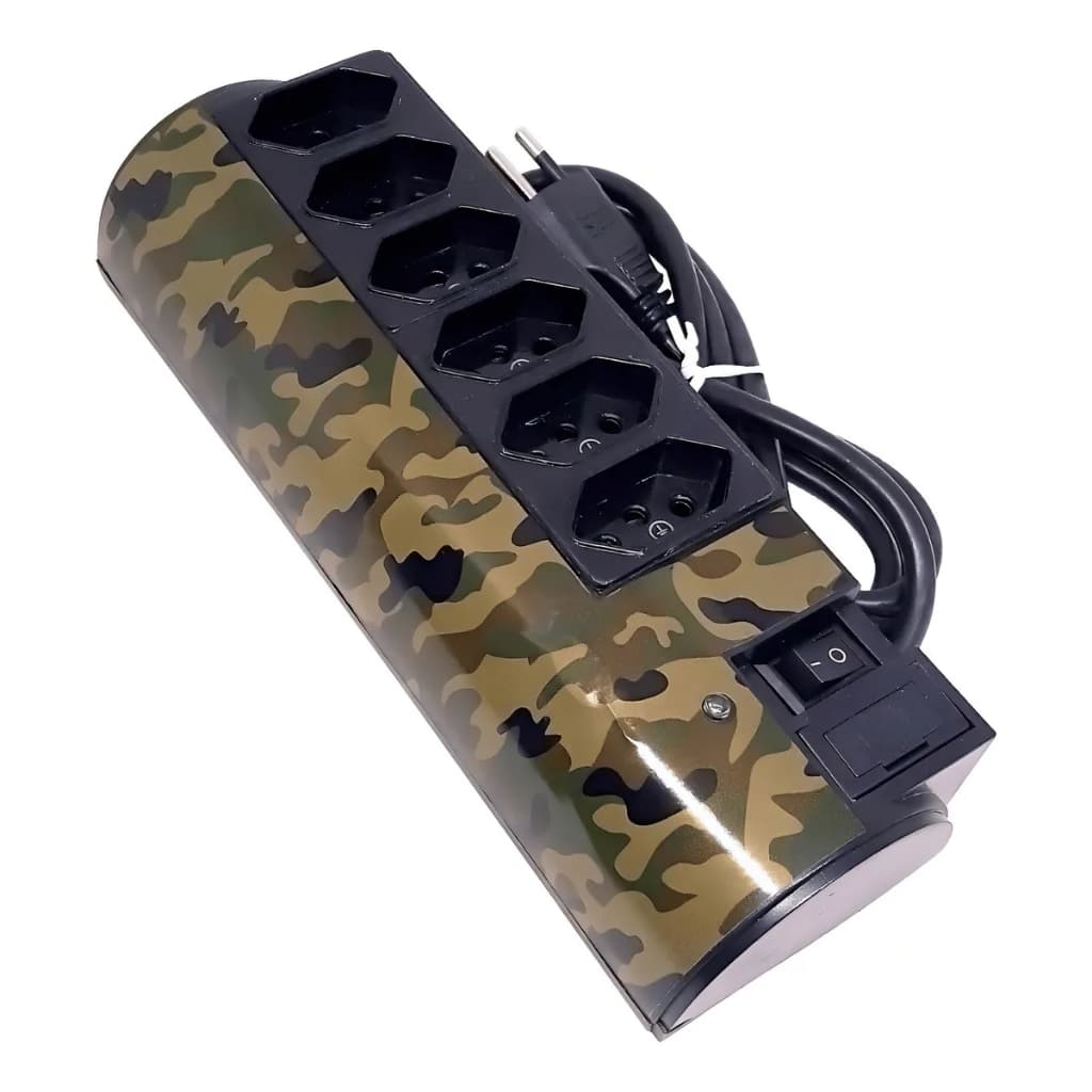 Filtro De Linha 6 Tomadas Com Proteção Estilos Camuflado Bivolt Pw