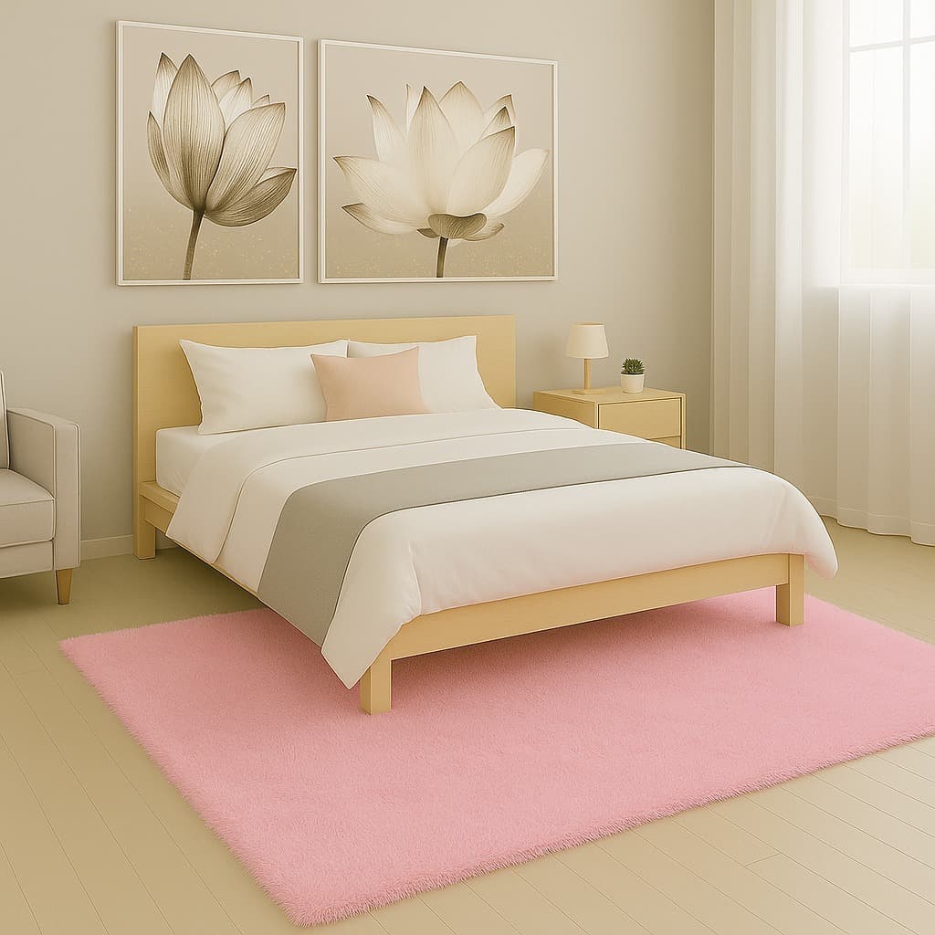 Tapete Peludo Colorido Para Quarto Sala Infantil Criança Rosa Delicado Luxo 1,00 x 1,40 mts