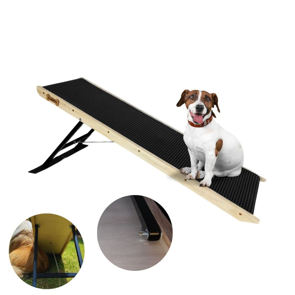 Rampa Escada Pet Até 15kg - 48 à 67 de altura com Antiderrapante - Indicada para sofás/Camas baixas - Top 120