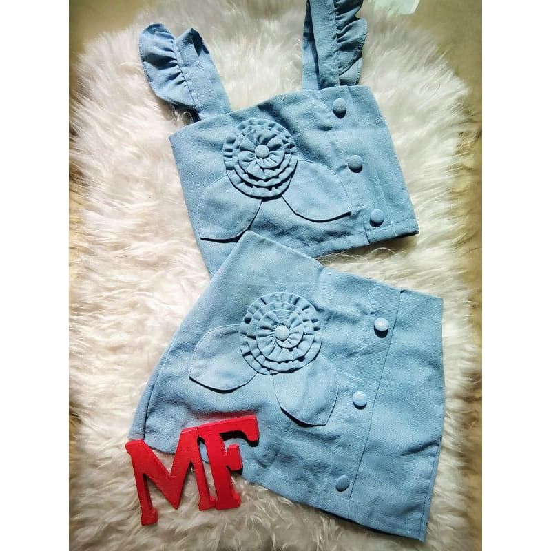 CONJUNTO LINHO FLOR SHORT SAIA MODA FEMININA INFANTIL MENINA