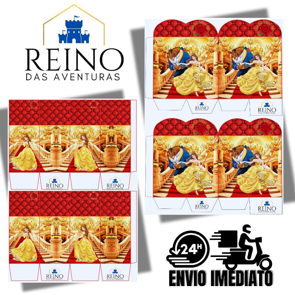 Envio imediato - TEMA BELA E A FERA Kit 20 ou 30 MILK CORAÇÃO Lembrancinha (sem nome)