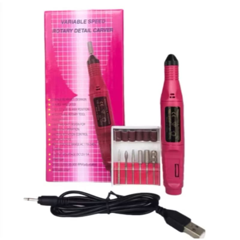 kit 4 Lixas Elétricas Para Unhas Aparelho Lixador De Unha E Tira Cutícula Manicure / Pedicuro 100/240V 50/60HZ - Rosa