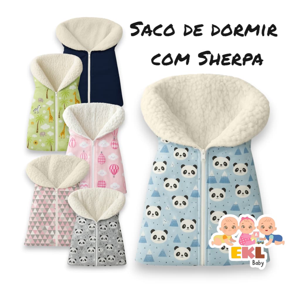 Saco de Dormir com Sherpa Várias Estampas Bebê