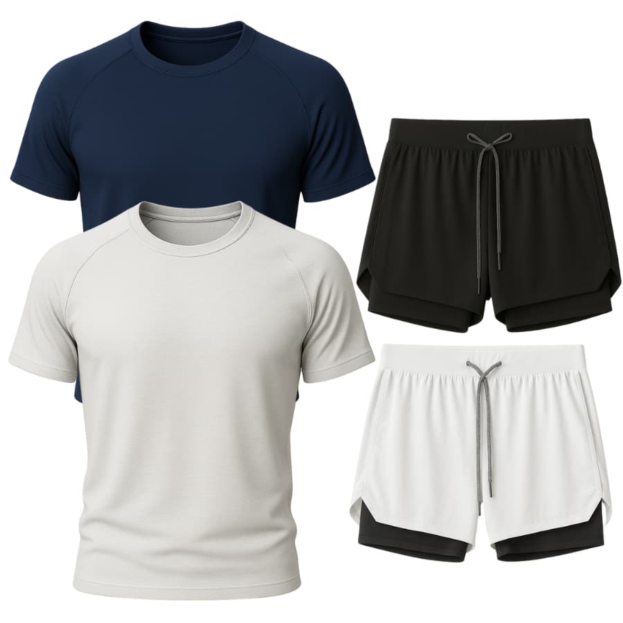 2 Conjuntos DryFit Short + Camisa Masculino Academia Liso Básico
