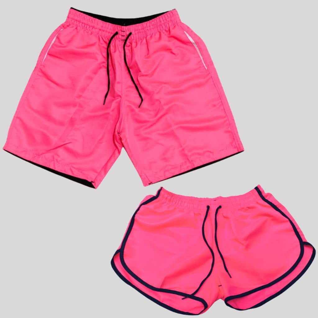Conjunto Casal Shorts Casais Namorados Neon Bermudas de Casal Barato Lançamento