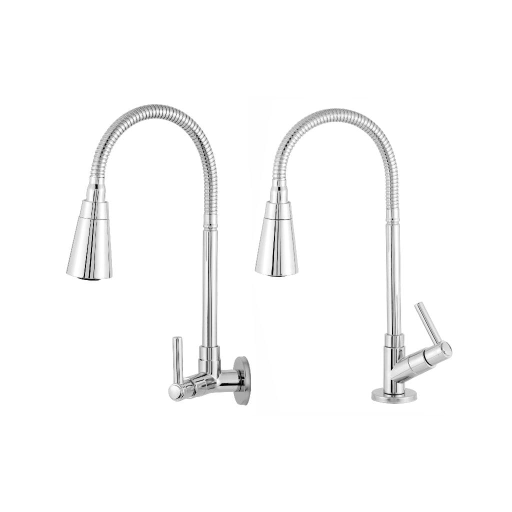 Torneira Gourmet Cozinha Parede ou Bancada Mesa Pia Flexível Cromada Dupla Função 1/4 Volta