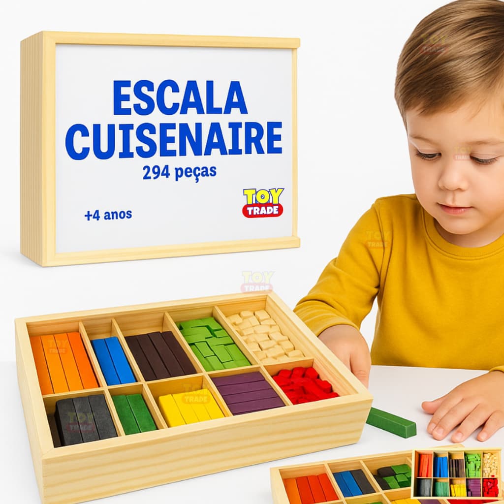 Brinquedo Educativo Escala Cuisenaire em Madeira Aprendizado de Cálculo e Cores Matemática Infantil