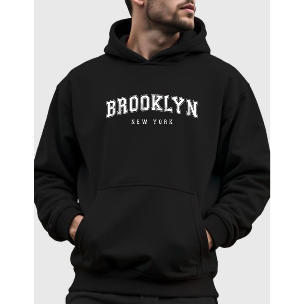 Blusa de Frio moletom Canguru Capuz Masculina e Feminina com estampa brookyn
