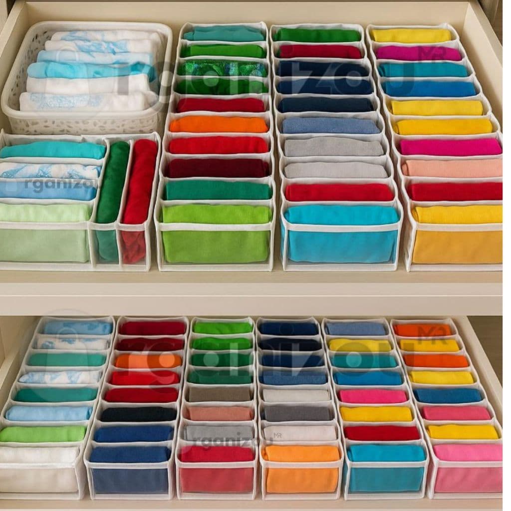 Kit 5 Colmeias Organizadoras de Gavetas com 10 Divisórias–Organizador de Roupas Íntimas, Meias, Biquínis e body de bebe