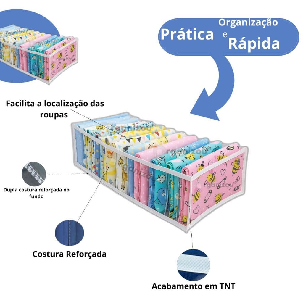 Kit 5 Colmeias Organizadoras de Gavetas com 10 Divisórias– Organizador de Roupas Íntimas, Meias, Biquínis e body de bebe