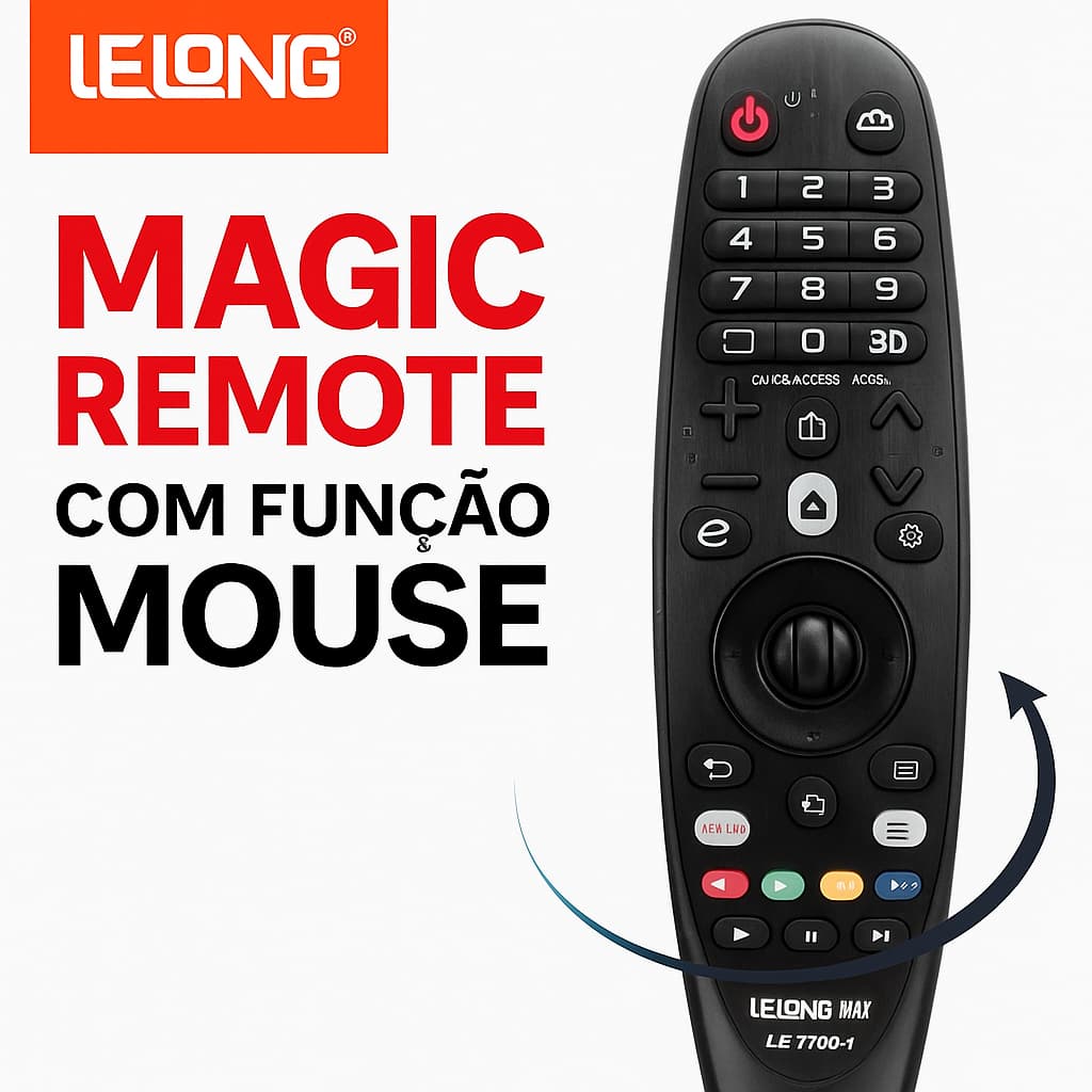 Controle Remoto LG Magic Lelong Max LE-7700-1 com Função Mouse Compatível Smart TV 4K Netflix YouTube