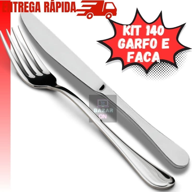 Kit Jogo 140 Talheres em Aço Inox Conjunto Almoço Jantar 70 Garfos 70 Facas