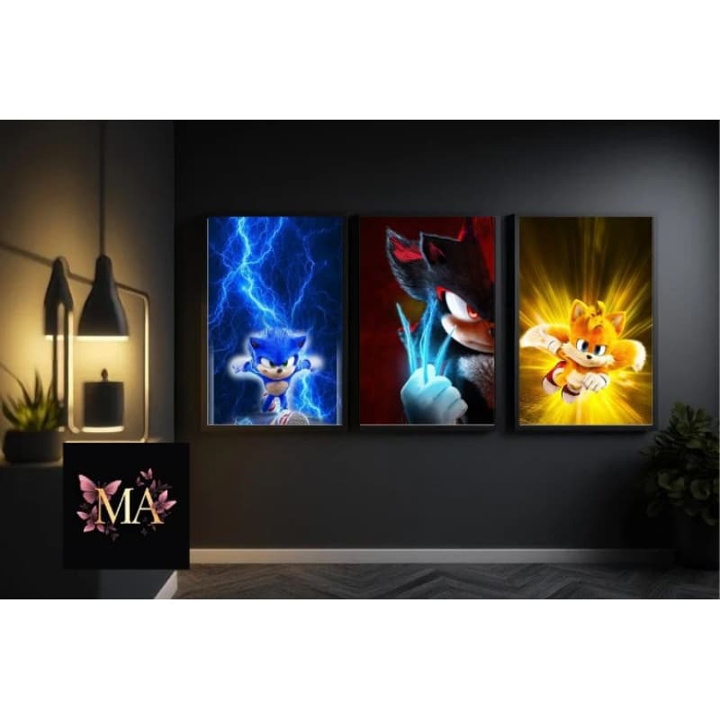 Quadros Decorativos Sonic Para Sala Quarto Escritório Decoração