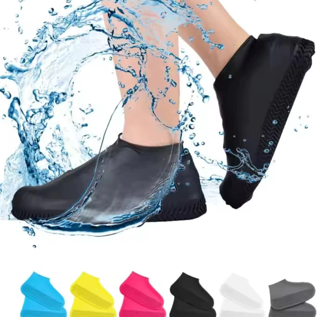 Par Protetores de Sapato Silicone (Galochas) Para Chuva Antiderrapante Capa Tênis Impermeável