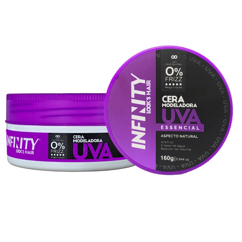 Kit 2x Cera Modeladora Uva 160g  Incolor Infinity  Anti Frizz  Alta Fixação  Efeto Brilho