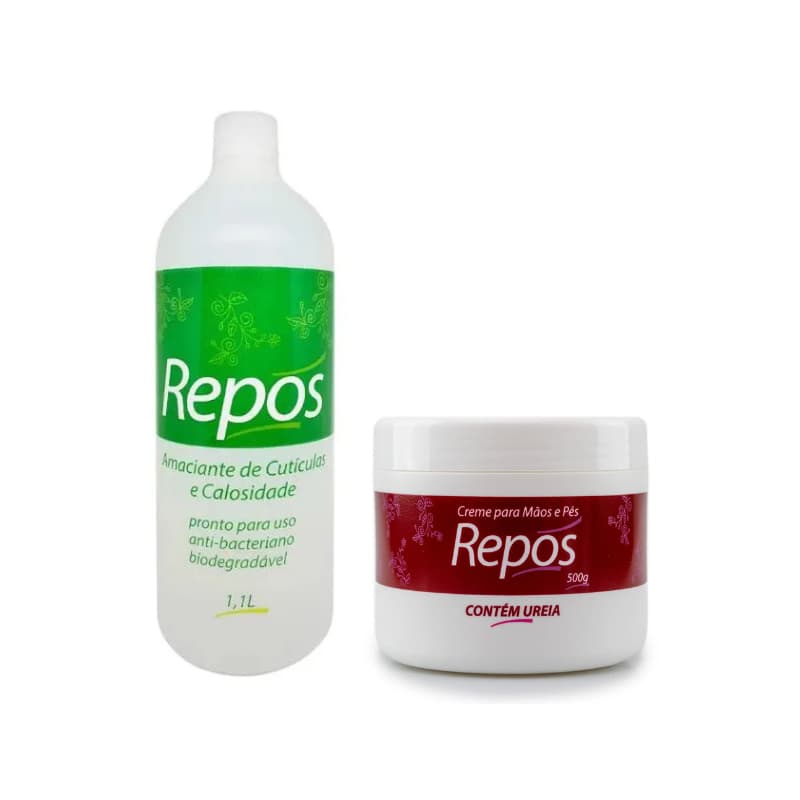 Amaciante Amolecedor Cutículas e Calosidades 1,1 Repos + Creme Ureia Hidratante 500g Repós