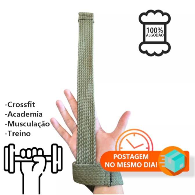 Par Tala Strap Fita Academia 100% Algodão Musculação Crossfit Alta Resistência Hand Grip