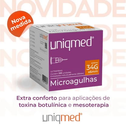 Agulhas de Lebel 34GX4mm, 34GX6mm e 34GX8mm Microagulhas de Botox Mesoterapia - Uniqmed
