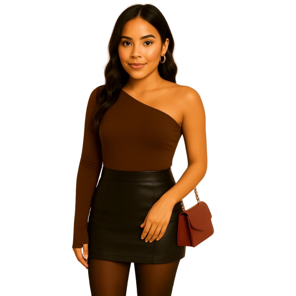 Blusa Feminina Manga Longa Outono Inverno Mula Manca Suplex com Toque de Poliamida Forrado Um Ombro Só Blogueira Dedeira