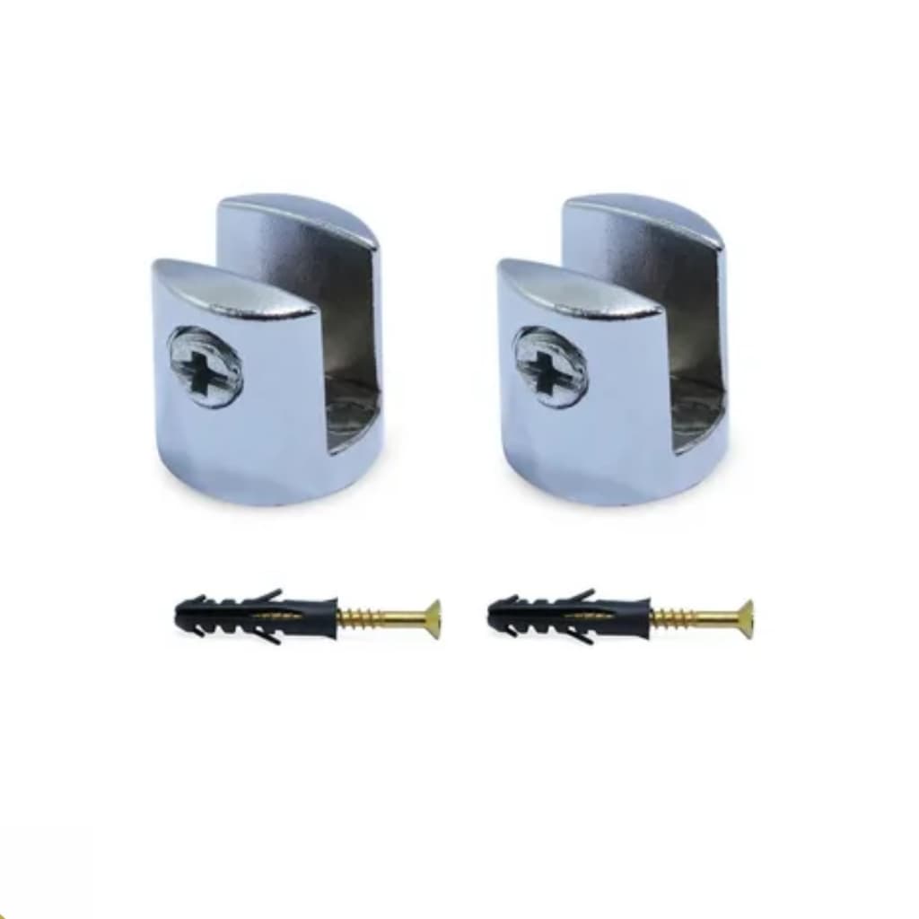 02 Suportes Fenda Metal Para Vidro 8mm Suporte para Prateleiras de Vidros com Buchas e Parafusos