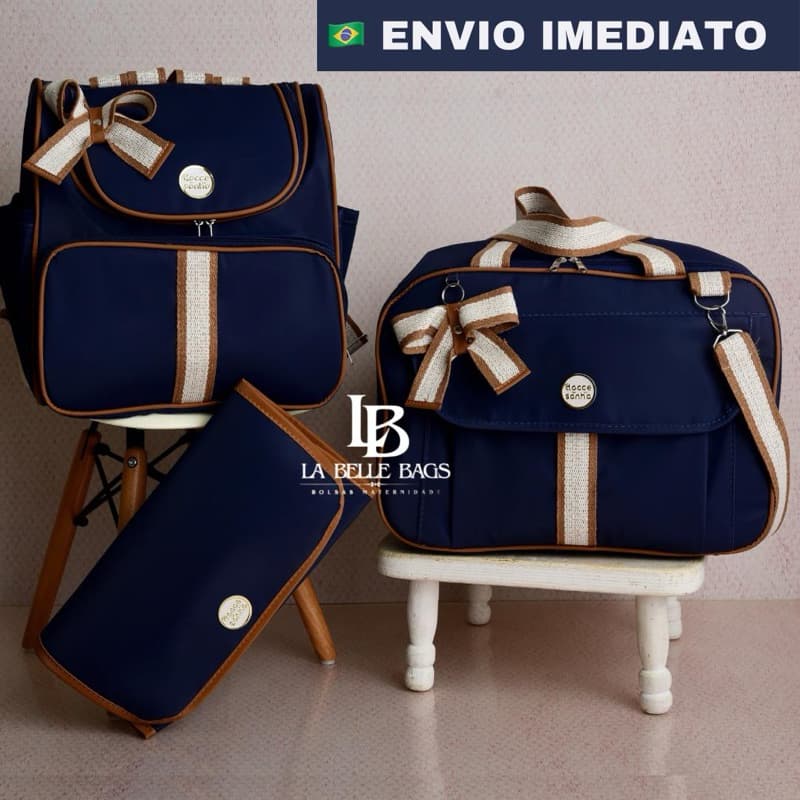 Kit bolsa maternidade 3 peças luxo c/ mochila versátil p/ bebe menino/menina kit mala (SONHO)