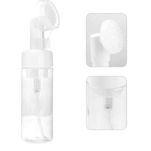 Frasco Pump Espumador com Escova de Silicone – Limpeza Facial e Massagem (150ml)