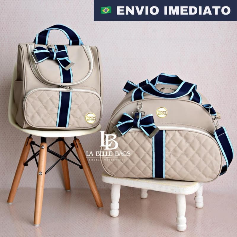 kit bolsa maternidade 2 peças Luxo com alta elegância, kit mala com Mochila Maternidade 2 em 1(NT)