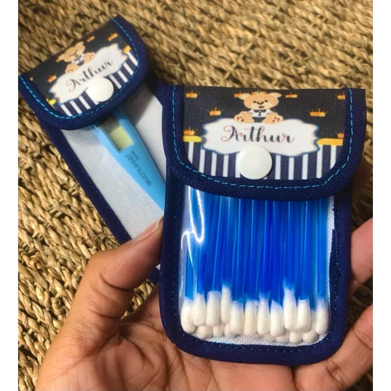 Kit porta termômetro e porta cotonete personalizado para bebê kit maternidade personalizado enxoval bebê personalizado