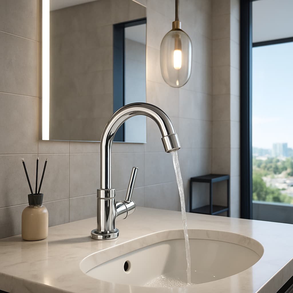 Torneira Banheiro ABS Cromada Bica Móvel 1/4 de Volta Ideal Lavatório e Lavabo 3/4