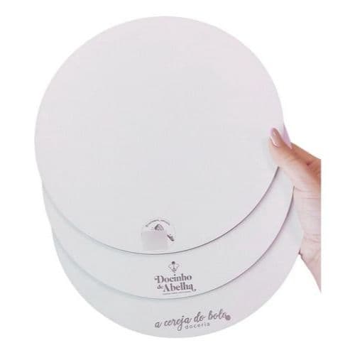 Base de bolo Cake Board Redondo em MDF Personalizado – 20cm | Kit com 12 unidades